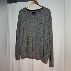 American Eagle V-Neck Sweater XL Gray Marled Like New Classic Fit